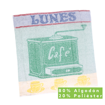 Pack de 6 Paños de Cocina 80% Algodón 20% Poliéster Trapos de Cocina 48 x 48 cm Paño de cocina Semanario de Lunes a Sábado