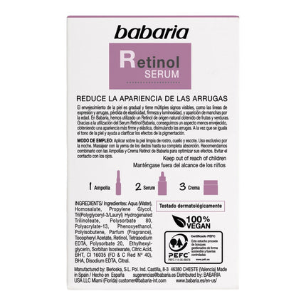 Babaria Retinol Serum Reduces Wrinkles and Provides Firmness Suitable for All Skin Types and Ages Vegan 30 ml 