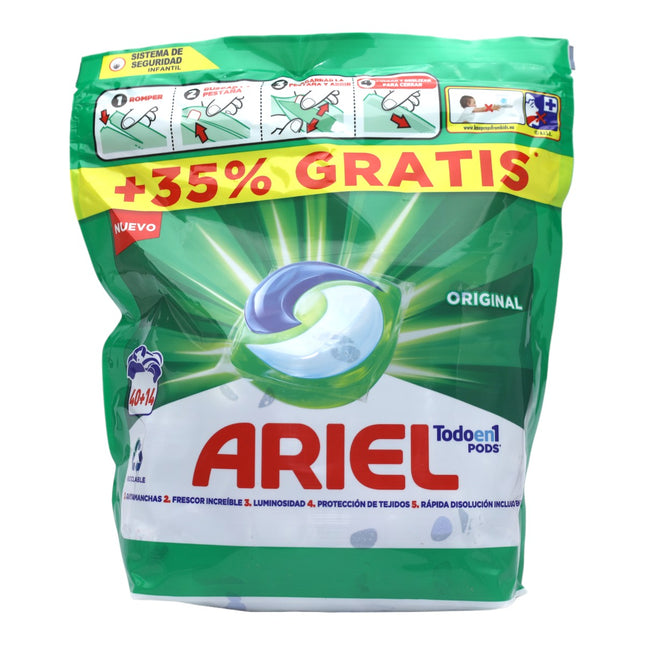 Ariel All In One Pods Regular Detergent Capsules 54 Washes With Wash At 20 °C And Long Lasting Perfume 