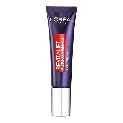 L'OREAL PARIS Revilafit Filler Anti-Aging Eye and Face Cream With Hyaluronic Acid Fills Wrinkles and Intensely Moisturizes Multi-Zone Effectiveness Fragrance-Free 30 ml 