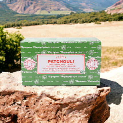 Satya Pack de 12 cajitas 15g de Incienso Patchouli