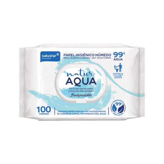 SALUSTAR Natur Aqua wet toilet paper bag pack of 100 units 