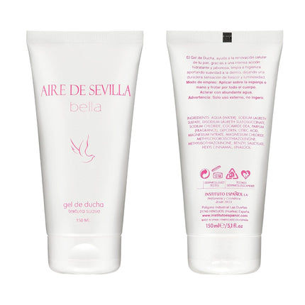 AIRE DE SEVILLA Bella Estuche de cosmética para mujer con Perfume Gel de ducha suave y Crema Hidratante corporal perfumada Cofre de regalo de ritual perfumado (150 ml cada uno)