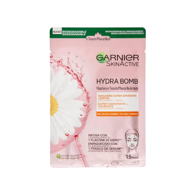 GARNIER Skin Active Mascarillas de Tejido HydraBomb/Pure characoal Hidratante Matificante Calmante Reductora de poros