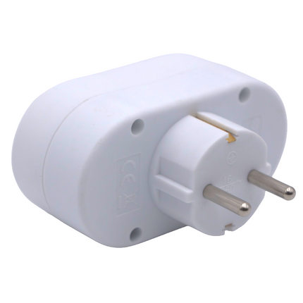 White double schuko plug MAX.3680W 16A/250V Double adapter with 2 sockets 