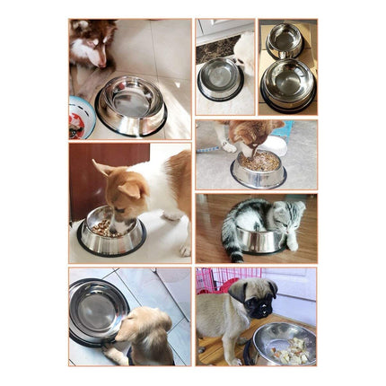 2Pcs Non-Slip Pet Feeding Bowl Stainless Steel Pet Water Dish and Food Products Ideal for Home Dogs and Cats Use 