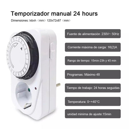 24 Hours Cyclic Timer Socket 230V Kitchen Timer Universal Timing Socket 