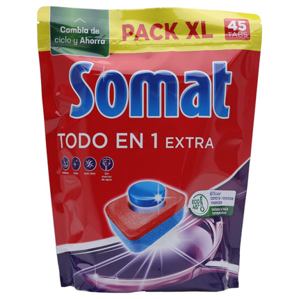 SOMAT Dishwasher detergent tablet bag All in 1 extra bag 45 tablets