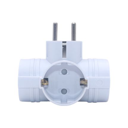 Enchufe Triple schuko de color blanco MAX.3680W 16A/250V Adaptador Ladron Triple