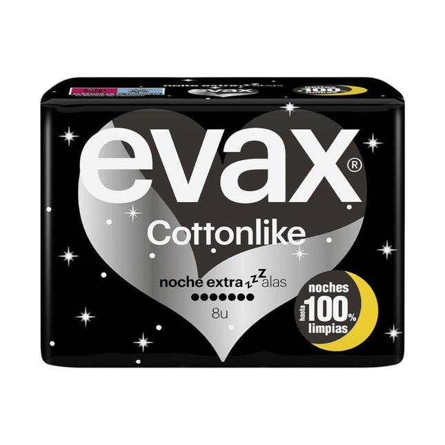 EVAX Cottonlike Noche Extra con Alas – 8 Compresas