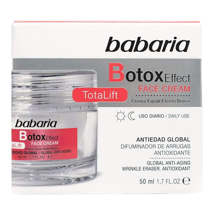 Babaria Botox Effect Total Lift Facial Cream Anti-Wrinkle Facial Cream Antioxidant and Anti-Aging Effect with Botox-Like Tripeptide Vitamin E and Squalane 100% Vegan 50 ml 