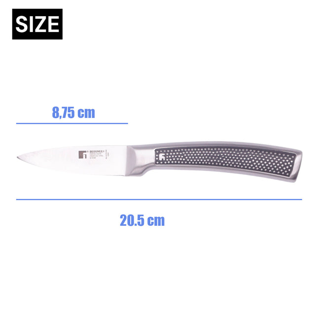 Bergner Stainless Steel Multi-Purpose Peeling Knife Pointed Paring Knife Silver Color 