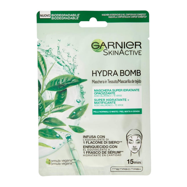 GARNIER Skin Active de Tejido HydraBomb Hidratante y Matificante para Pieles Mixtas a Grasas