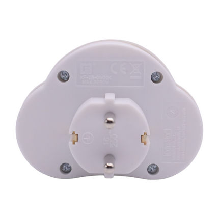 European Plug Adapter with 2 Sockets 1 Switch Wall Socket with Child Protection 16A 250V MAX.3680W White 