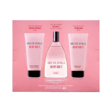 SEVILLE AIR OH MY GOD! Women's cosmetic set with Perfume Gentle shower gel and scented body moisturizing cream Scented ritual gift box (150 ml each) 