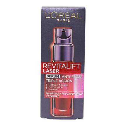 L'ORÉAL PARIS Revitalift Láser Sérum Anti-Edad Triple Acción, Para una Piel como Nueva, Con Ácido Hialurónico 30 ml