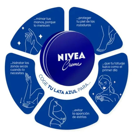 NIVEA Creme crema hidratante universal todo tipo de pieles lata para dejar la piel suave y flexible