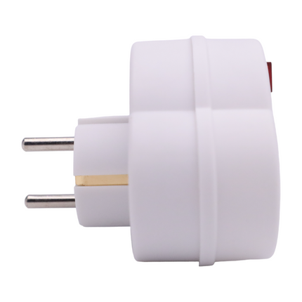 European Plug Adapter with 2 Sockets 1 Switch Wall Socket with Child Protection 16A 250V MAX.3680W White 