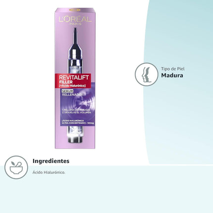 L'Oreal Paris Revitalift Filler + Ácido Hialurónico Dermo Expertise Serum Voluminizasor Antiarrugas 16 ml