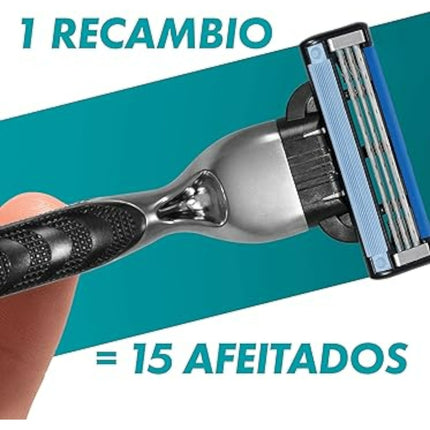 Gillette Mach3 Recambio Para Maquinillas De Afeitar Para Hombre De 3 Hojas, 4 Recambios Para Máquina De Afeitar, Hojas Más Resistentes Que El Acero