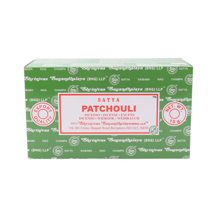 Satya Pack of 12 boxes 15g of Patchouli Incense 