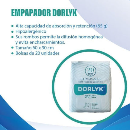 DORLYK Empapador de Cama para Adultos Desechable de 60x90 cm Protector de Colchón, Sillón y Silla de Ruedas Impermeable y Absorbente Salvacamas para Mayores 20 Unidades