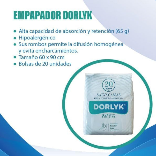 DORLYK Disposable Adult Bed Pad 60x90 cm Mattress Protector, Armchair and Wheelchair Waterproof and Absorbent Bed Pad for Seniors 20 Units 