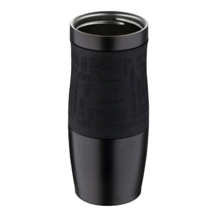 BERGNER Termo mug 400ml Acero Inoxidable, colección Walking Anywhere Negro, taza de viaje doble pared