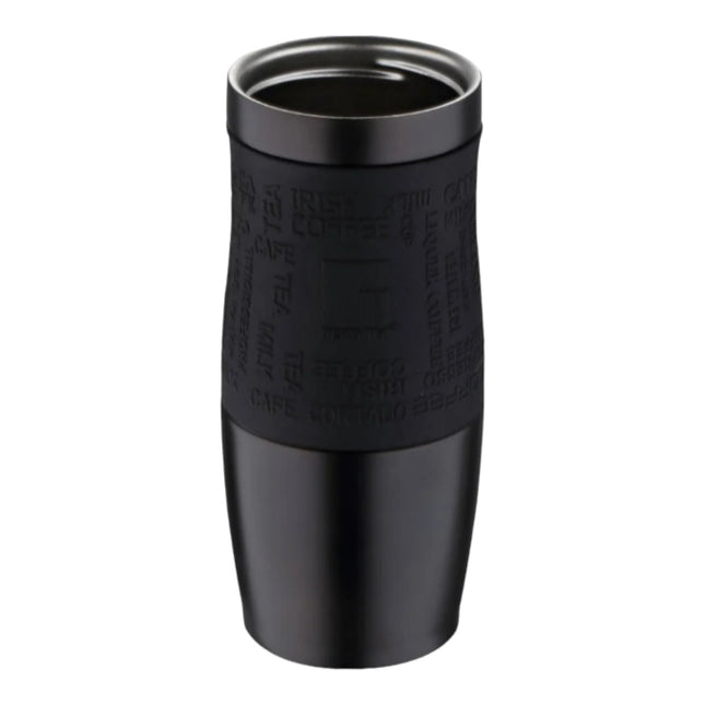 BERGNER Thermo mug 400ml Stainless Steel, Walking Anywhere collection Black, double walled travel mug 