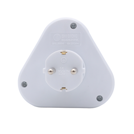 Enchufe Triple schuko de color blanco MAX.3680W 16A/250V Adaptador Ladron Triple