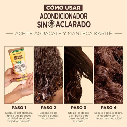 GARNIER ORIGINAL REMEDIES Acondicionador sin aclarado Aguacate y Manteca de Karité Acondicionador Sin Aclarado 200 ml