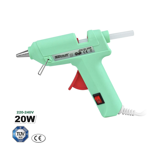 Pistola de silicona caliente 20W modelo Creative pistola de pegamento encolar con interruptor apagado/encendido incluye 2 barras de silicona cable de 2 metros bricolaje manualidades artesanía reparaciones