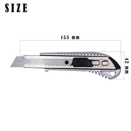 Cast Aluminum Utility Knife with 18mm Blade + 5 Replacement Blades Multifunction Retractable Multipurpose Blade with Ergonomic Grip 