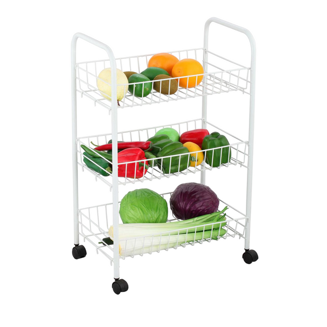 3 Tier Rolling Utility Cart Multipurpose Storage Cart for Home Including Kitchen Bathroom Office and Garage 3 Baskets 