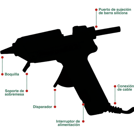 Pistola de silicona caliente 20W pistola de pegamento encolar con interruptor apagado/encendido incluye 2 barras de silicona cable de 1 metros bricolaje manualidades artesanía reparaciones