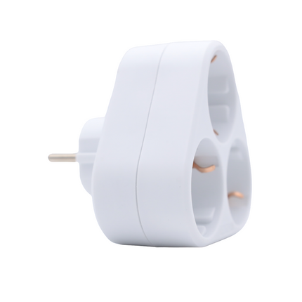 Enchufe Triple schuko de color blanco MAX.3680W 16A/250V Adaptador Ladron Triple