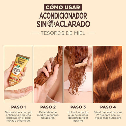 GARNIER ORIGINAL REMEDIES Acondicionador sin aclarado Reparador Tesoros de Miel para cabello dañado, quebradizo 200 ml