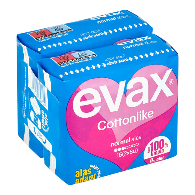 EVAX Cottonlike Normal con Alas (16 Compresas en Total)