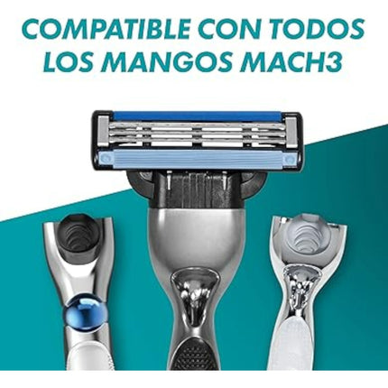 Gillette Mach3 Recambio Para Maquinillas De Afeitar Para Hombre De 3 Hojas, 4 Recambios Para Máquina De Afeitar, Hojas Más Resistentes Que El Acero