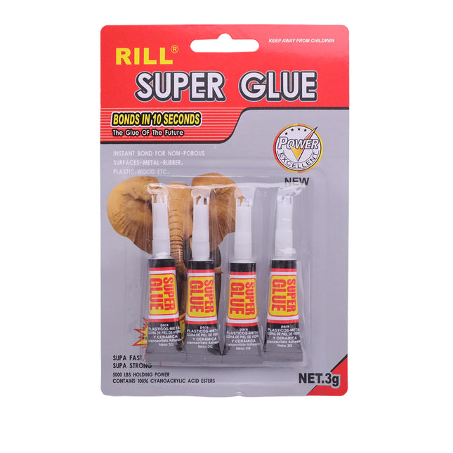 SUPER - Super instant adhesive 4 units of 3 grams Strong instant glue 