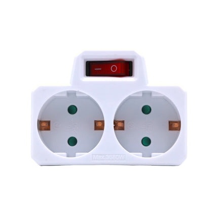 EXTRASTAR Double schuko socket in white with switch MAX.3680W 16A/250V 