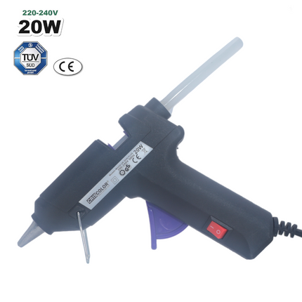 Hot Glue Gun 20W Glue Gun with On/Off Switch Includes 2 Silicone Sticks 1 Meter Cable DIY Crafts Repairs 