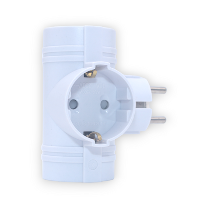 Enchufe Triple schuko de color blanco MAX.3680W 16A/250V Adaptador Ladron Triple