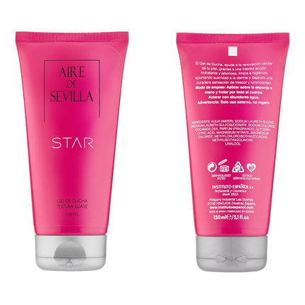 AIRE DE SEVILLA STAR Estuche de cosmética para mujer con Perfume Gel de ducha suave y Crema Hidratante corporal perfumada Cofre de regalo de ritual perfumado (150 ml cada uno)