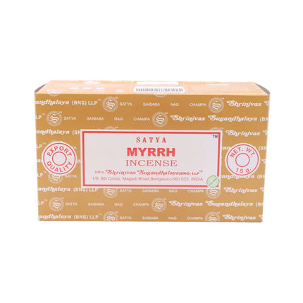 Satya Pack of 12 boxes 15g of Myrrh Incense 