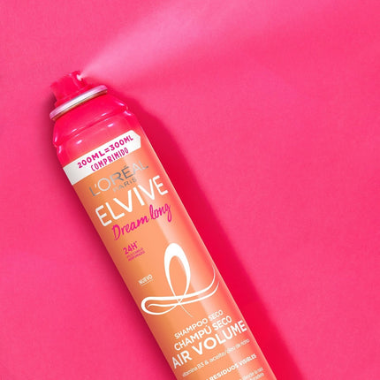 L'OREAL PARIS ELVIVE Dream Long champú en seco Air Volume con vitamina B3 y aceite de ricino spray para raiz grasa y pelo sin volumen 200 ml