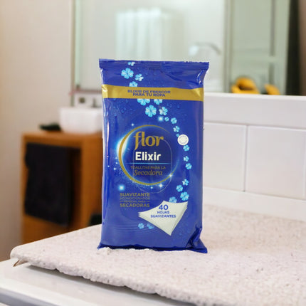 Flor Elixir bag of 40 Dryer Wipes Fabric Softener Conditioner 