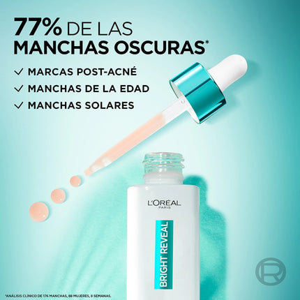 L'OREAL PARIS Bright Reveal sérum anti-manchas con niacinamida + amino-sulfónico dosificador 30 ml