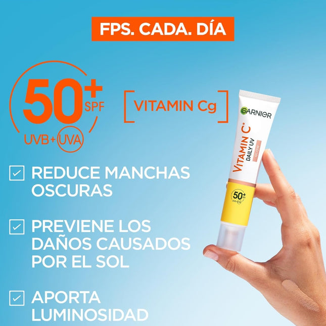 GARNIER Skin Active fluido antimanchas Vitamina C Glow SPF-50+ tubo 40 ml