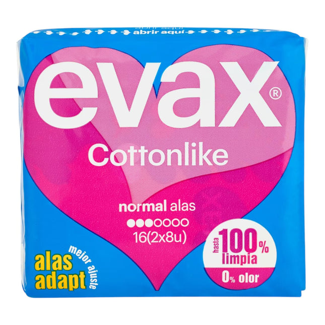 EVAX Cottonlike Normal con Alas (16 Compresas en Total)